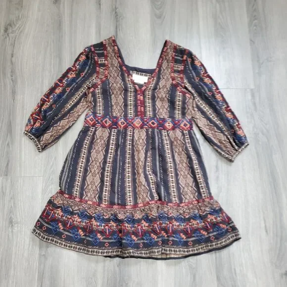 Anthropologie | Dresses | Anthropologie Dress Xs Embroidered Whimsigoth  Southwestern Earth Witch Fairy | Poshmark
